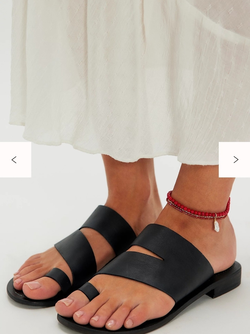 Free People Black Two-Strip Toe Loop Slide Sandals